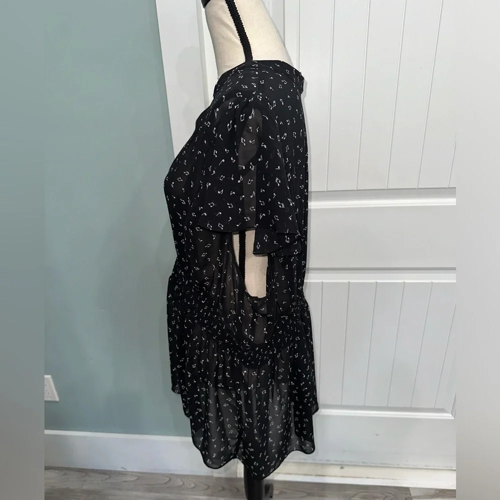 Torrid Plus Size Black Sheer music note printed top size 3X